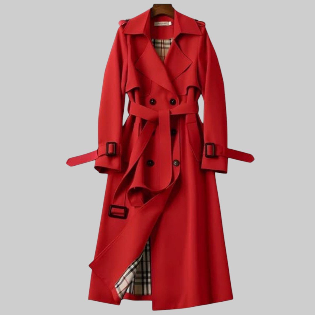 Women's Trench Coat – Longline Belted Design for Winter, Double Breasted Style - We are MFEO