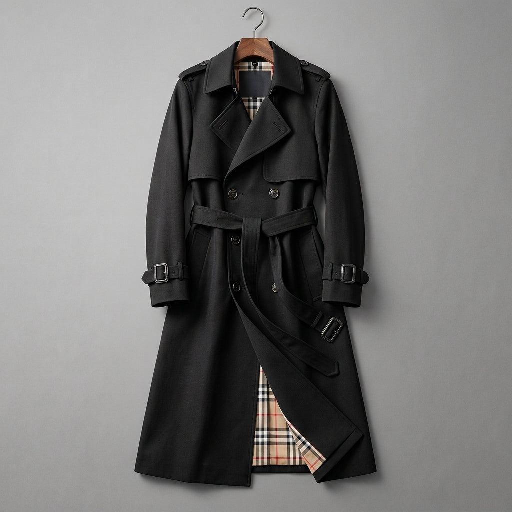 Women's Trench Coat – Longline Belted Design for Winter, Double Breasted Style - We are MFEO