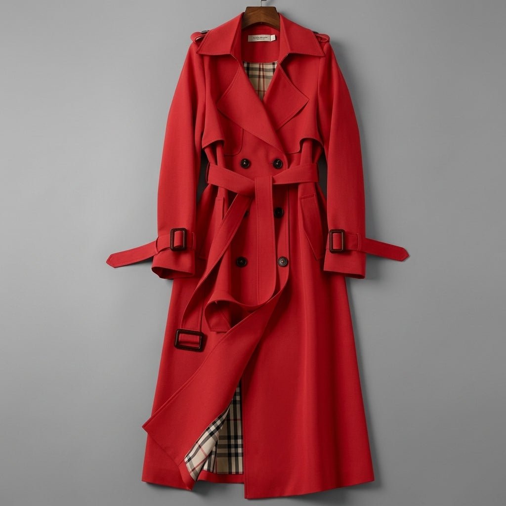 Women's Trench Coat – Longline Belted Design for Winter, Double Breasted Style - We are MFEO