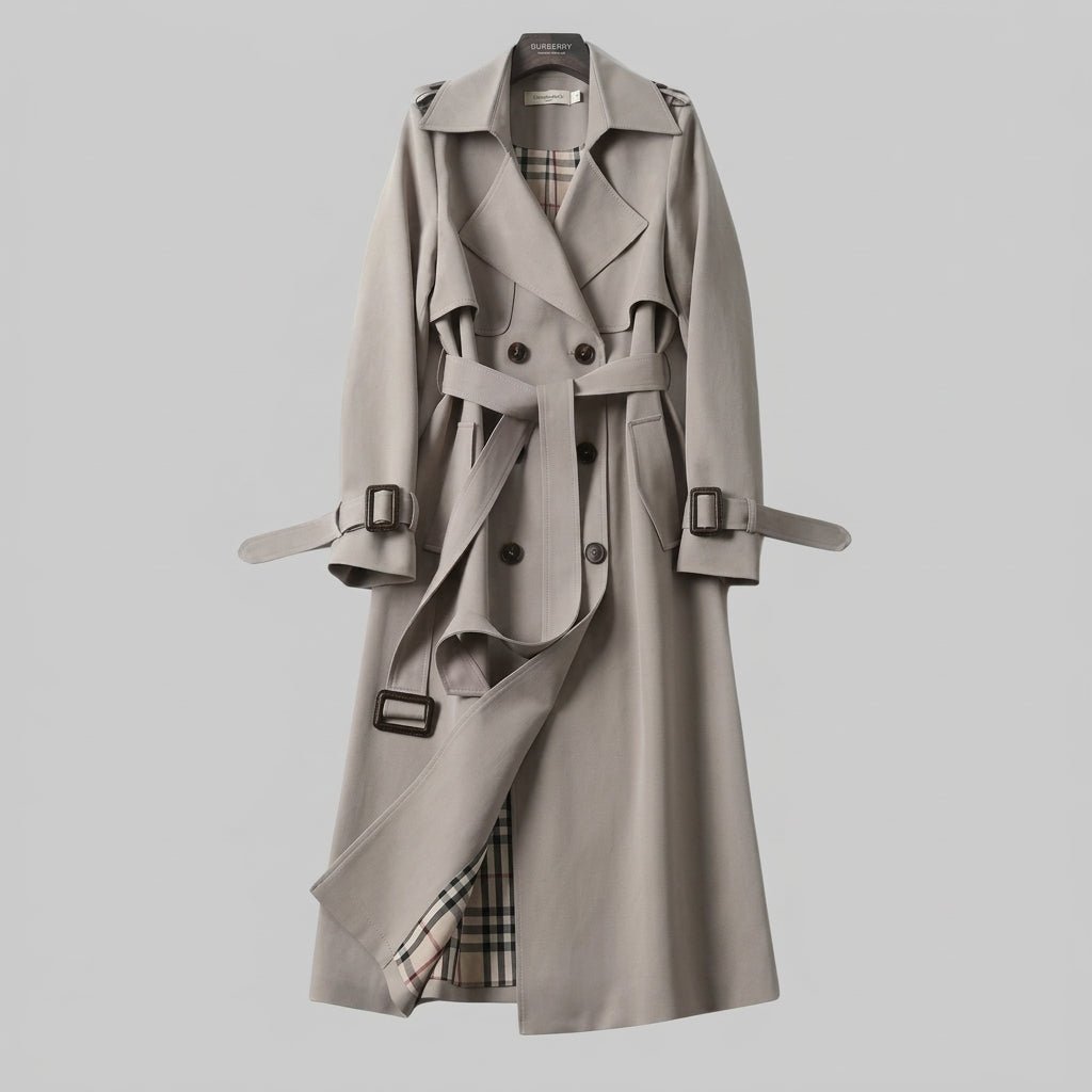 Women's Trench Coat – Longline Belted Design for Winter, Double Breasted Style - We are MFEO