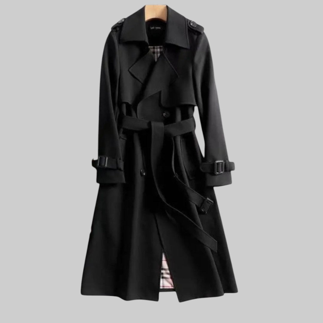 Women's Trench Coat – Longline Belted Design for Winter, Double Breasted Style - We are MFEO