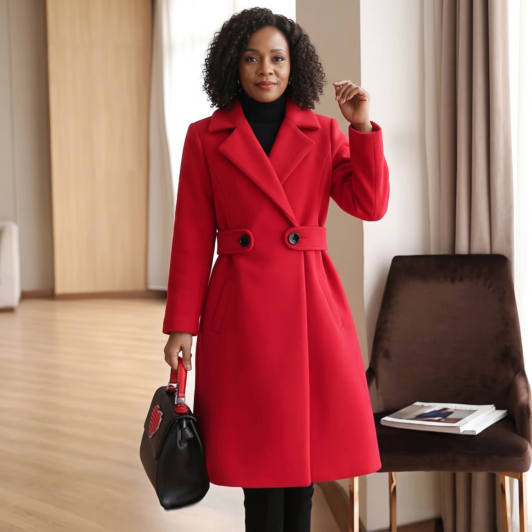 Women's Trench Coat – Tailored Long Fit with Wide Lapel - We are MFEO