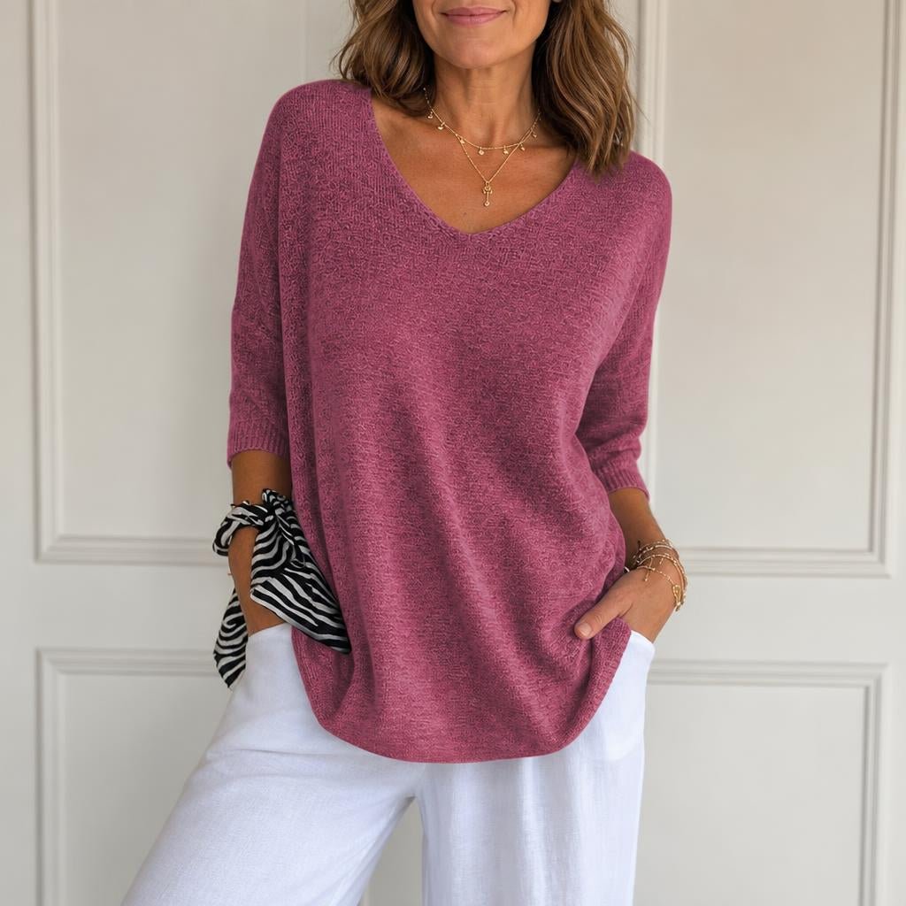Women's V-Neck Pullover Top – Relaxed Fit Casual Style for Everyday Wear - We are MFEO