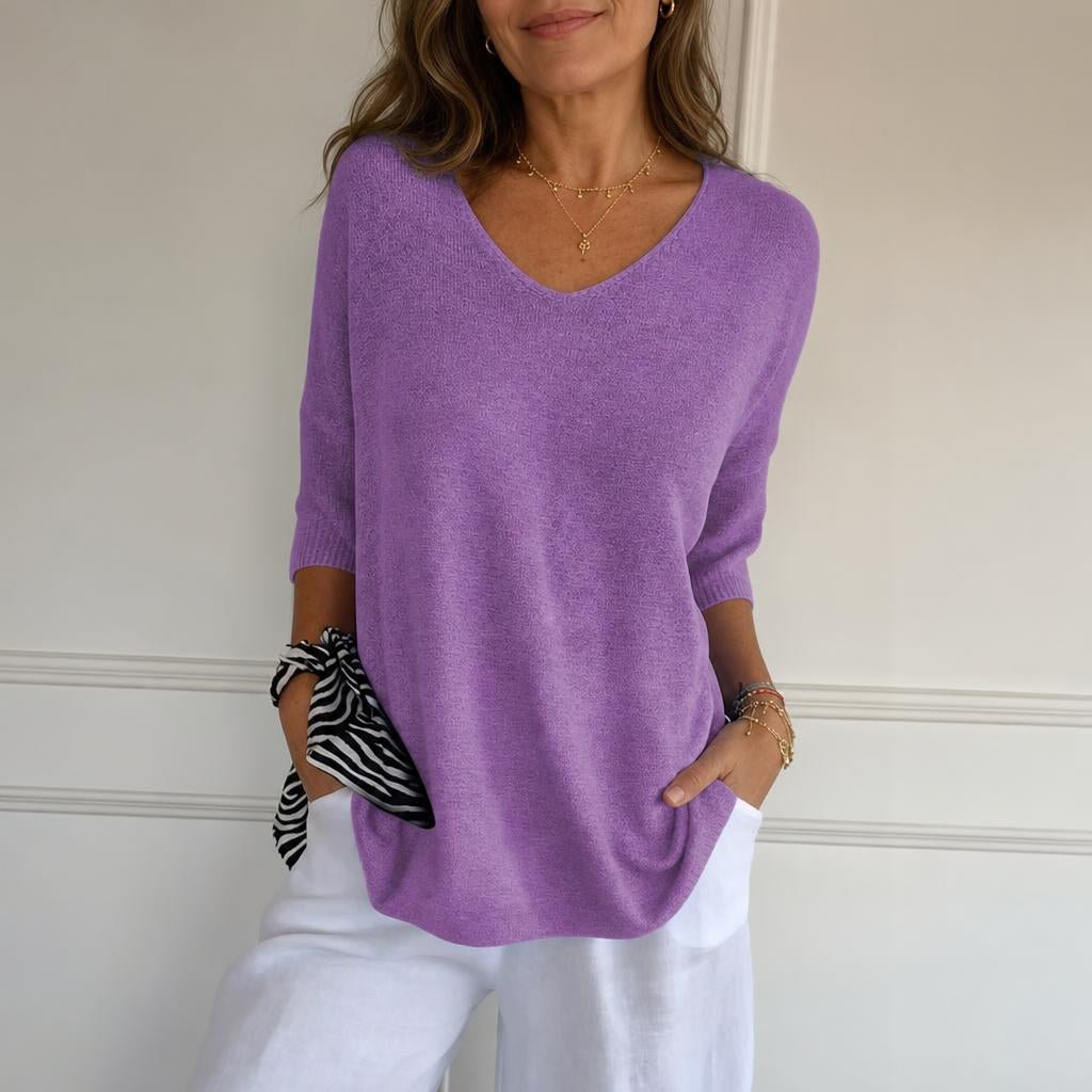 Women's V-Neck Pullover Top – Relaxed Fit Casual Style for Everyday Wear - We are MFEO