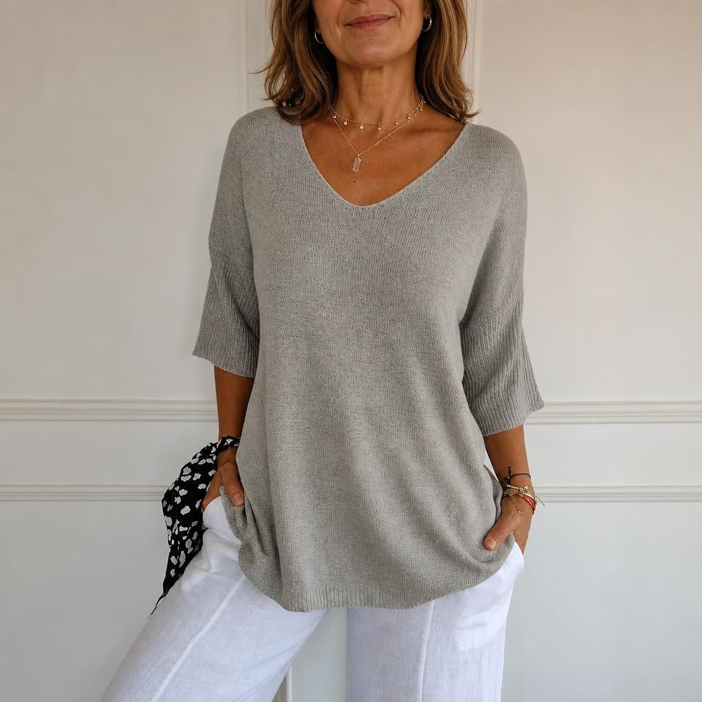 Women's V-Neck Pullover Top – Relaxed Fit Casual Style for Everyday Wear - We are MFEO