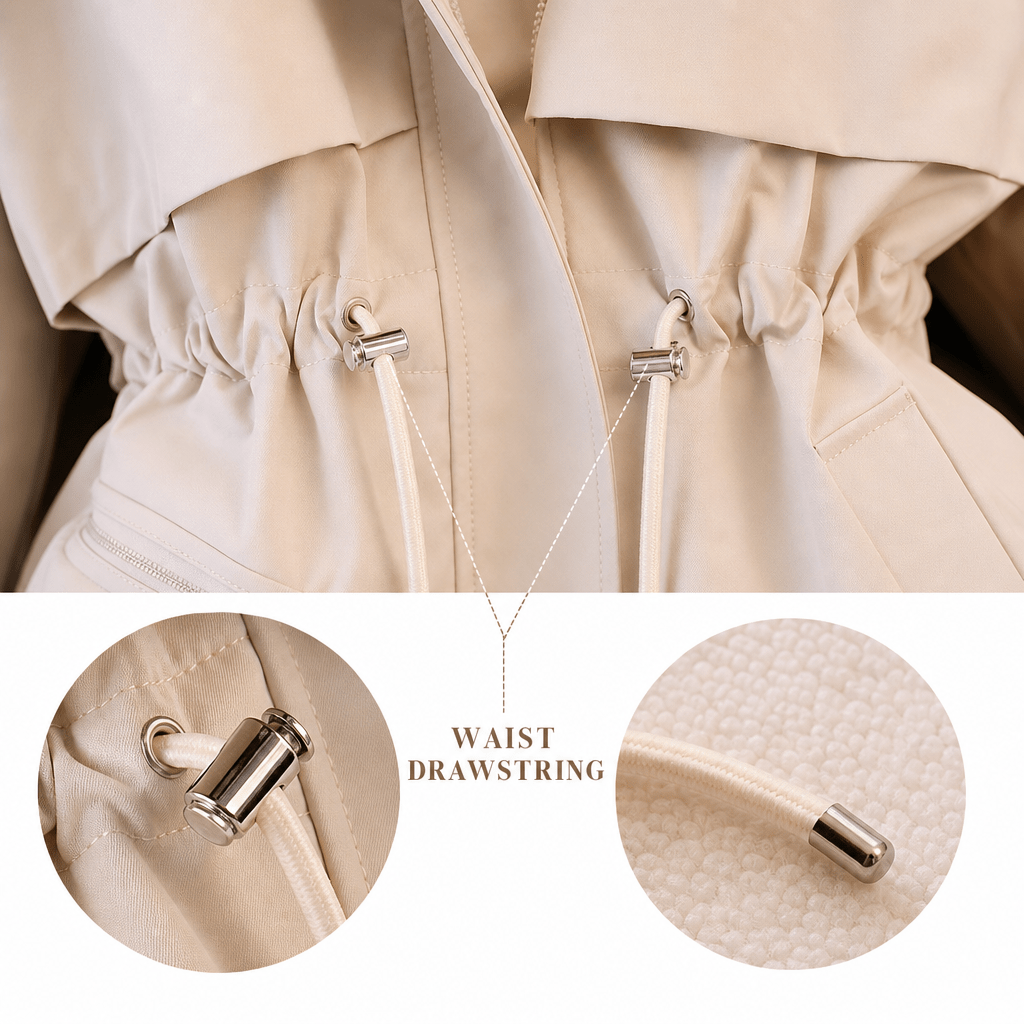 Women's Winter Coat with Faux Fur Collar – Casual Drawstring Waist for Chilly Days - We are MFEO
