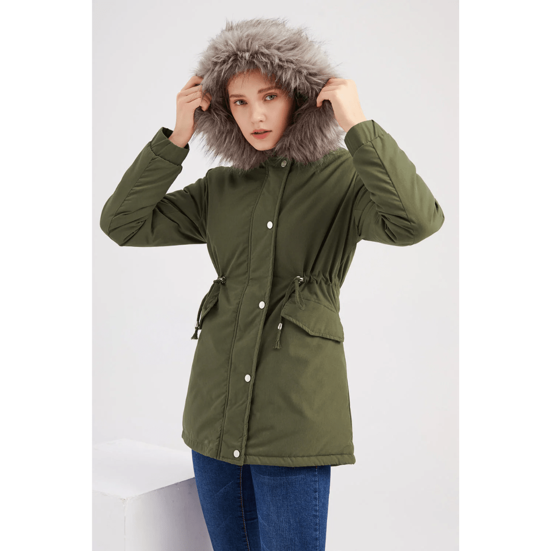 Women's Winter Coat with Fleece Lining – Hooded Jacket with Adjustable Waist - We are MFEO