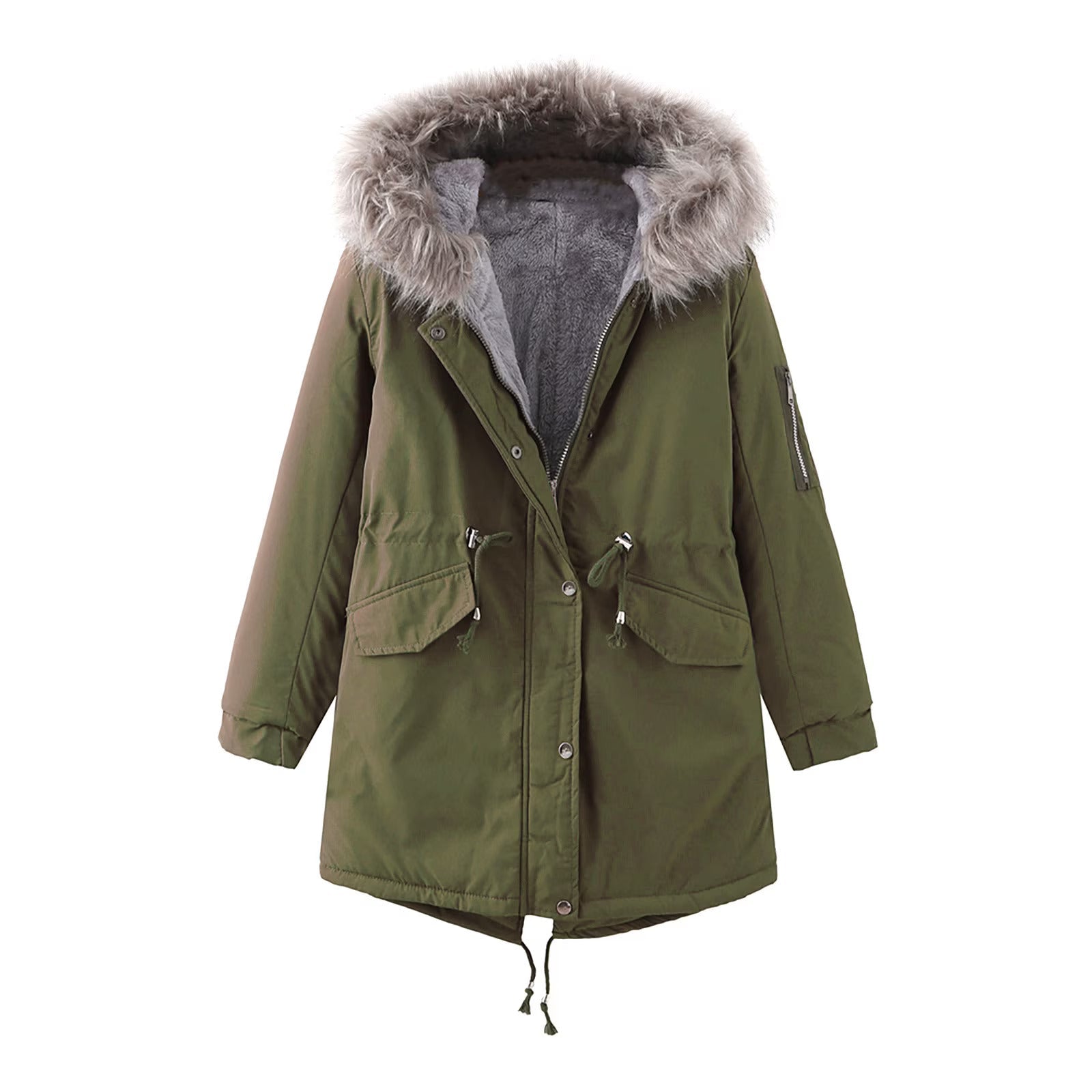 Women's Winter Coat with Fleece Lining – Hooded Jacket with Adjustable Waist - We are MFEO