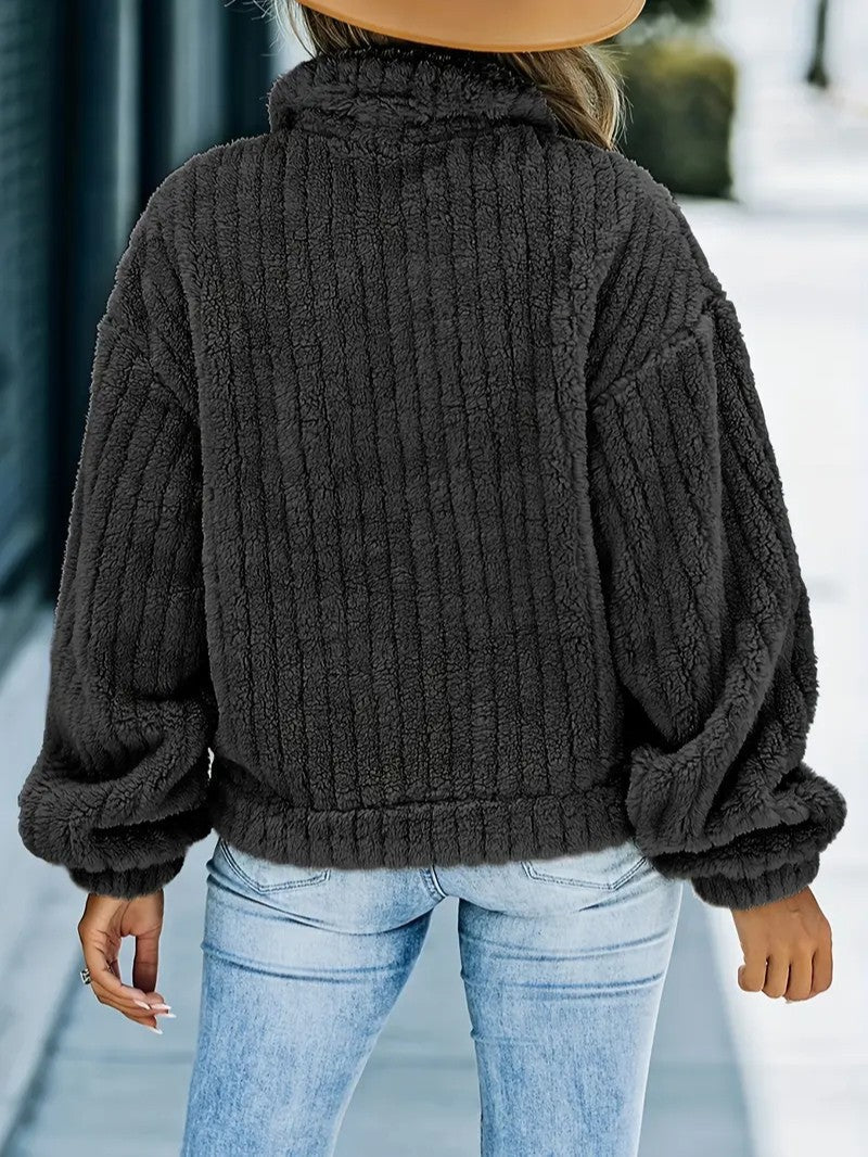 Women's Winter Jacket with Collar – Button-Up, Relaxed Fit with Pockets - We are MFEO
