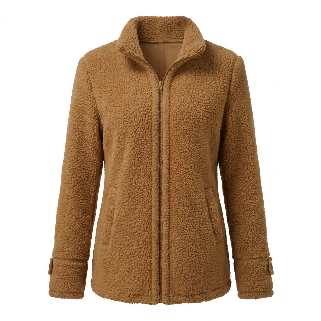 Women's Winter Jacket with Stand Collar – Fluffy Zip Up - We are MFEO