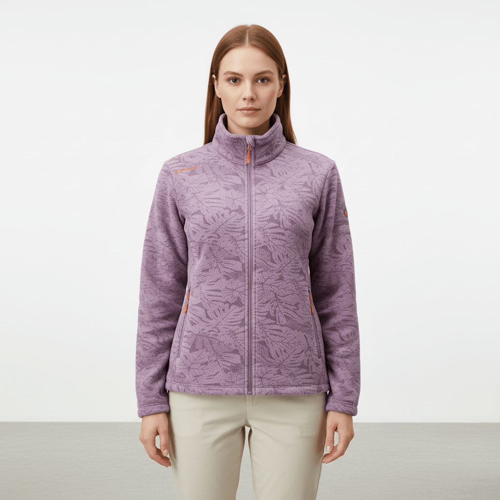 Women's Winter Jacket with Stand Collar – Tonal Botanical Print - We are MFEO