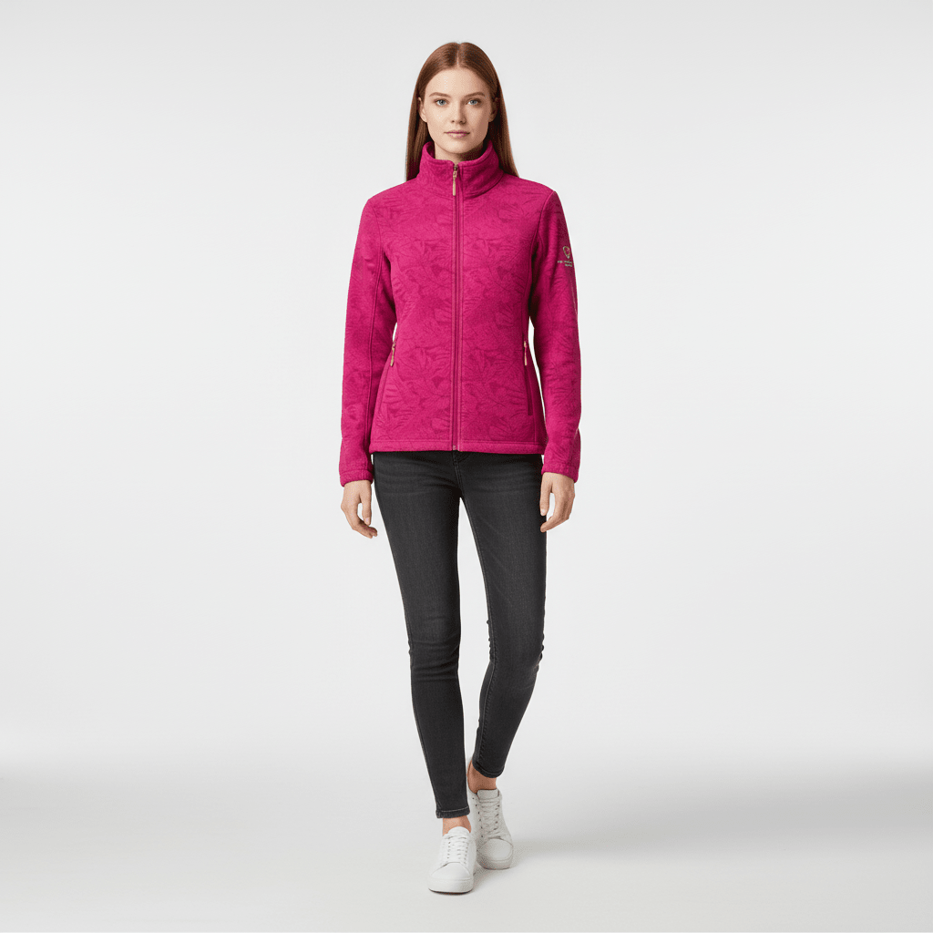 Women's Winter Jacket with Stand Collar – Tonal Botanical Print - We are MFEO