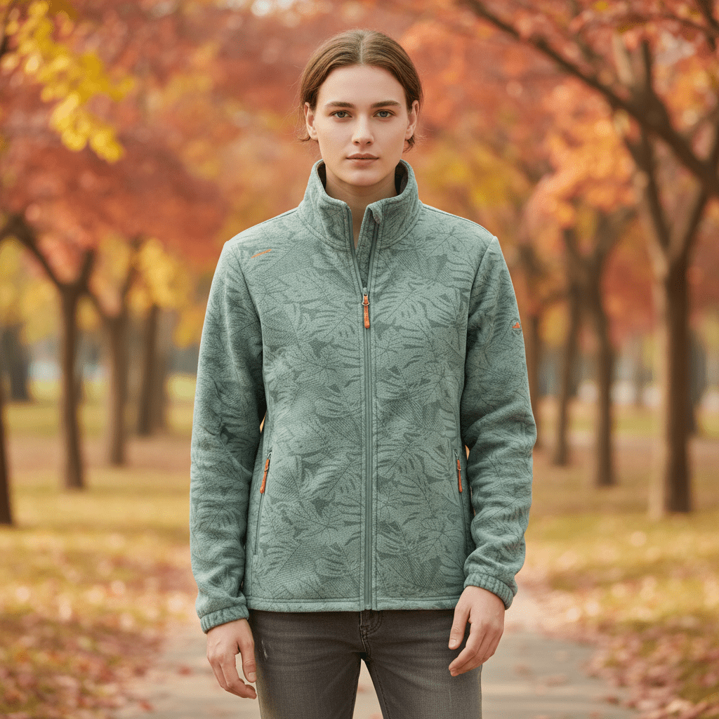 Women's Winter Jacket with Stand Collar – Tonal Botanical Print - We are MFEO