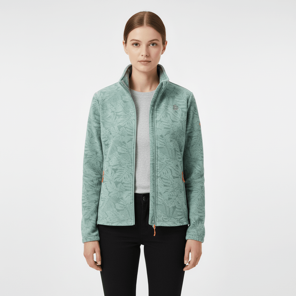 Women's Winter Jacket with Stand Collar – Tonal Botanical Print - We are MFEO