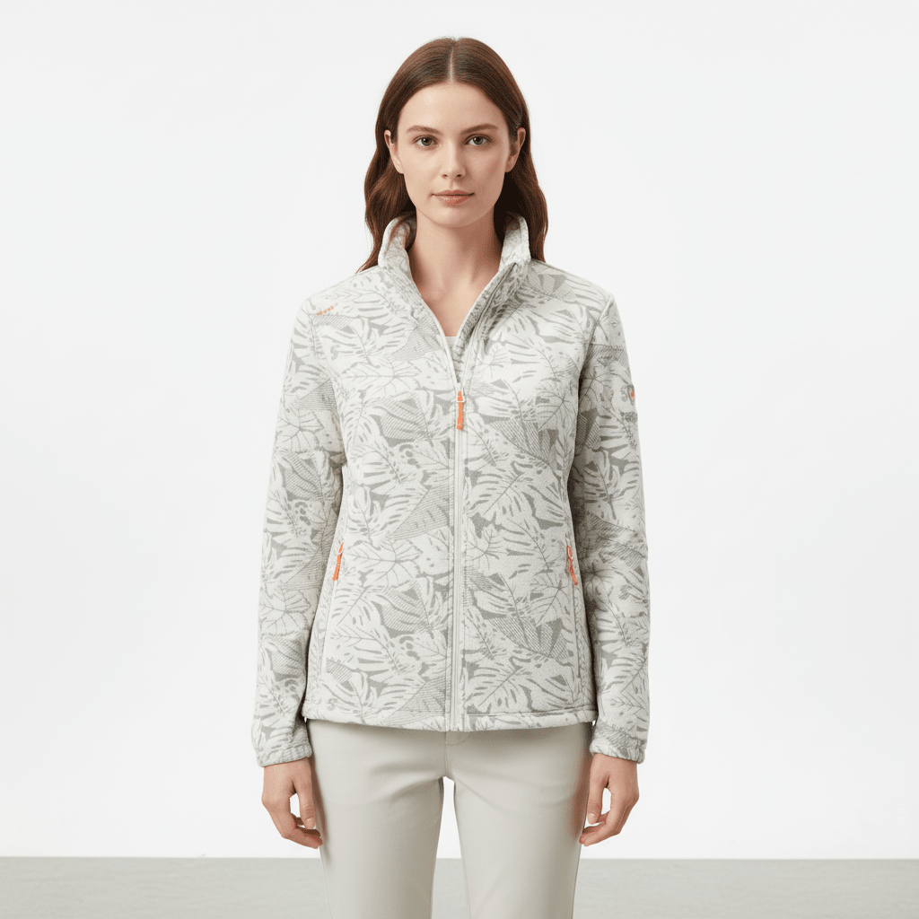 Women's Winter Jacket with Stand Collar – Tonal Botanical Print - We are MFEO