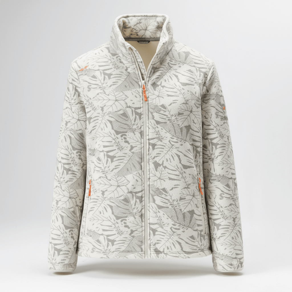 Women's Winter Jacket with Stand Collar – Tonal Botanical Print - We are MFEO