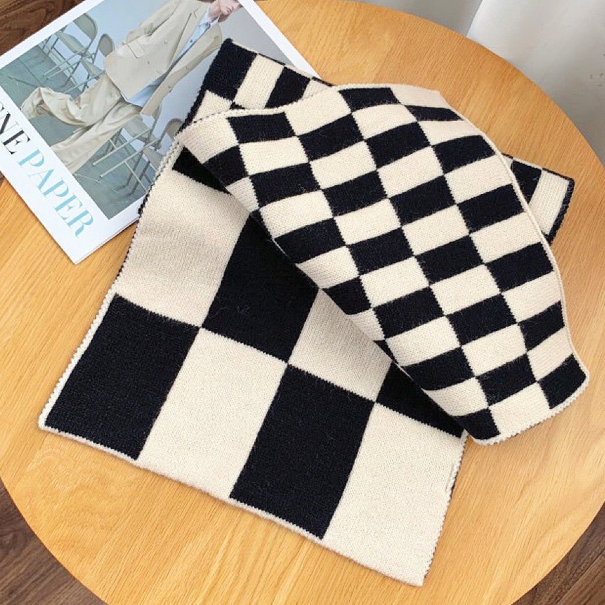 Women's Winter Scarf – Bold Checkerboard Knit - We are MFEO