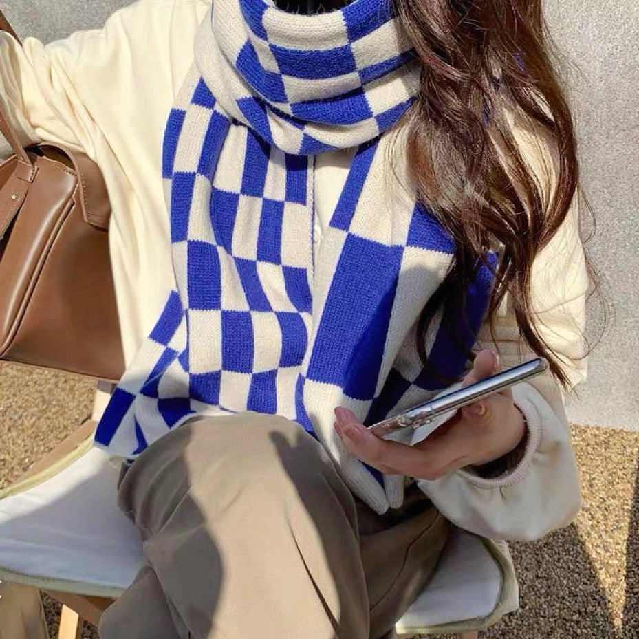 Women's Winter Scarf – Bold Checkerboard Knit - We are MFEO
