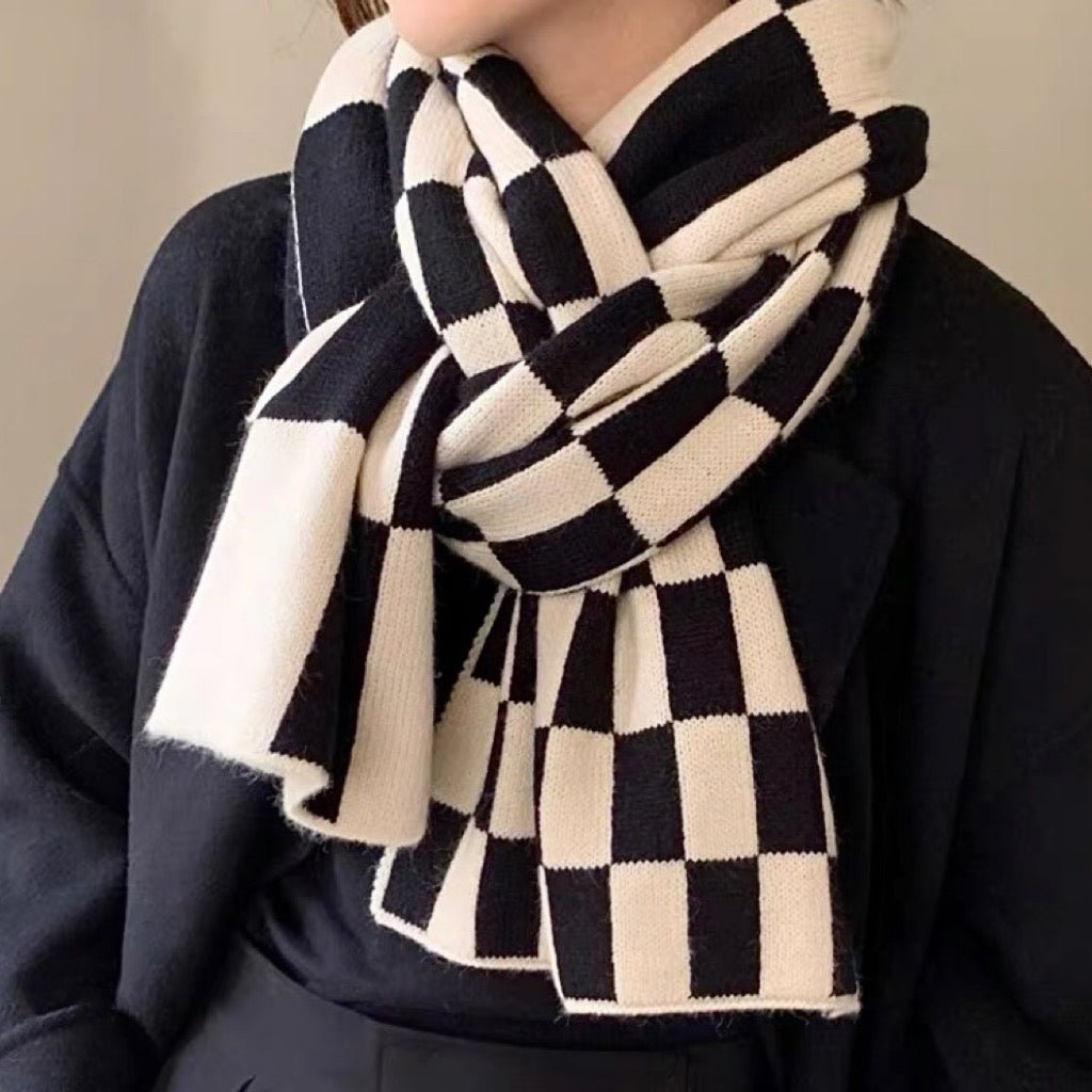 Women's Winter Scarf – Bold Checkerboard Knit - We are MFEO