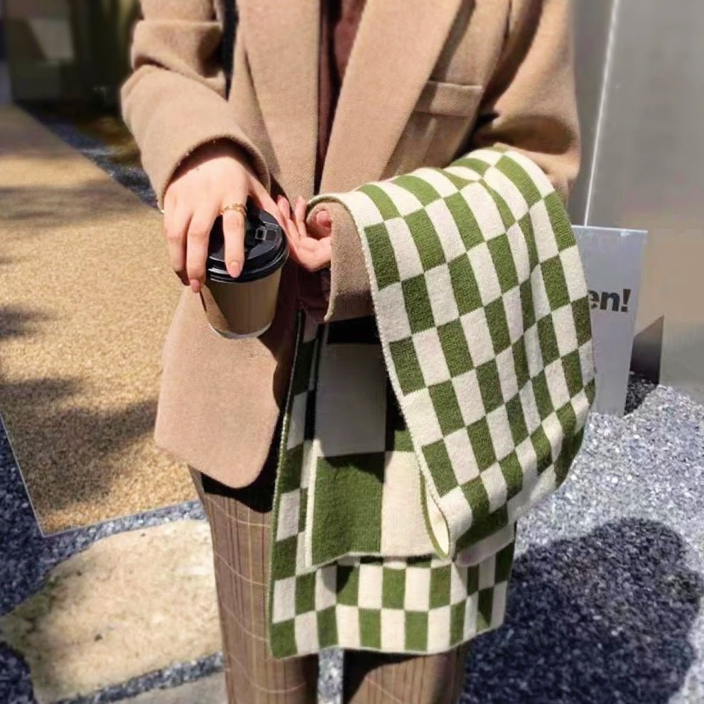 Women's Winter Scarf – Bold Checkerboard Knit - We are MFEO