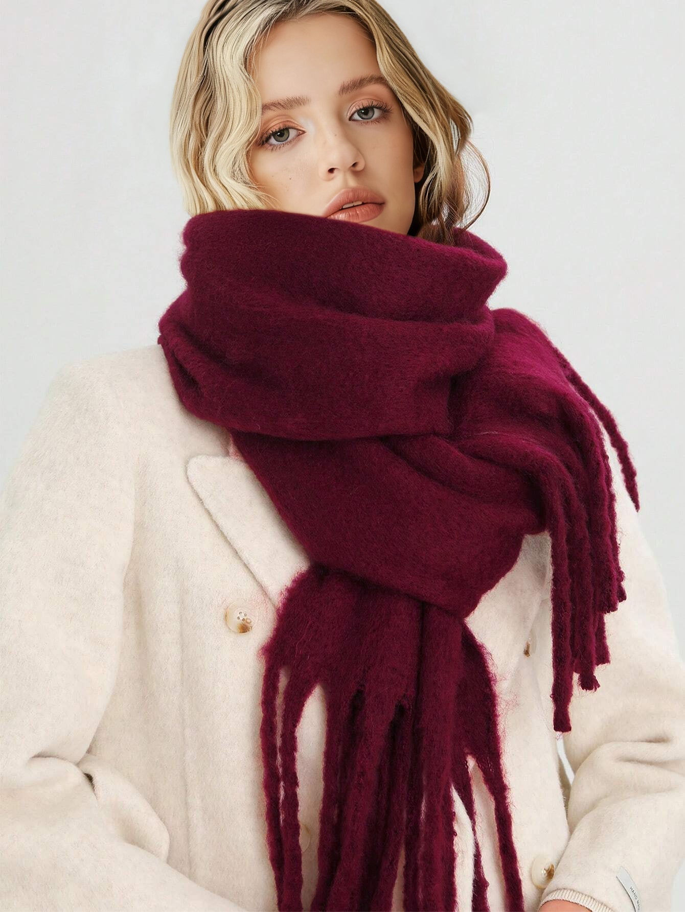 Women's Winter Scarf – Oversized Drape with Tassel Trim - We are MFEO