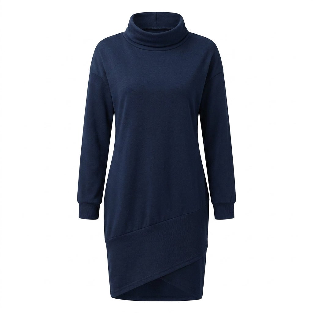 Women's Winter Wrap Dress – Long Sleeve, Asymmetric Hem, Relaxed Fit - We are MFEO