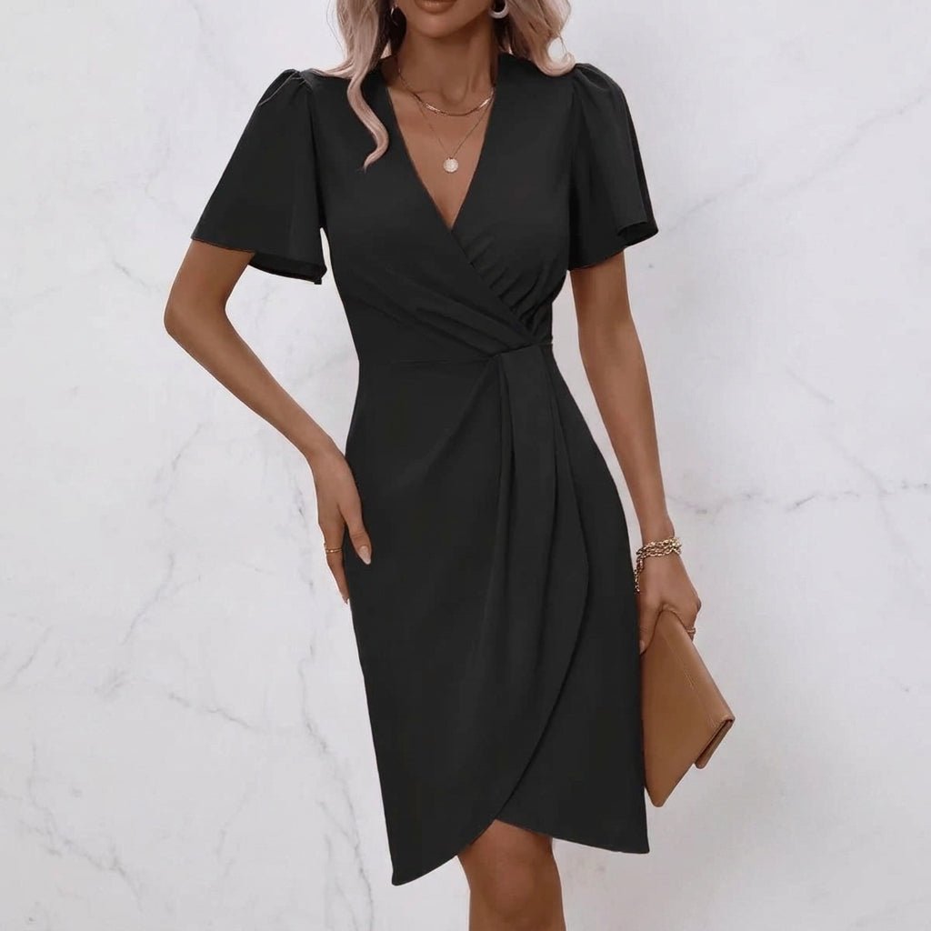Wrap Midi Dress for Summer – V-Neck with Flutter Sleeves - We are MFEO