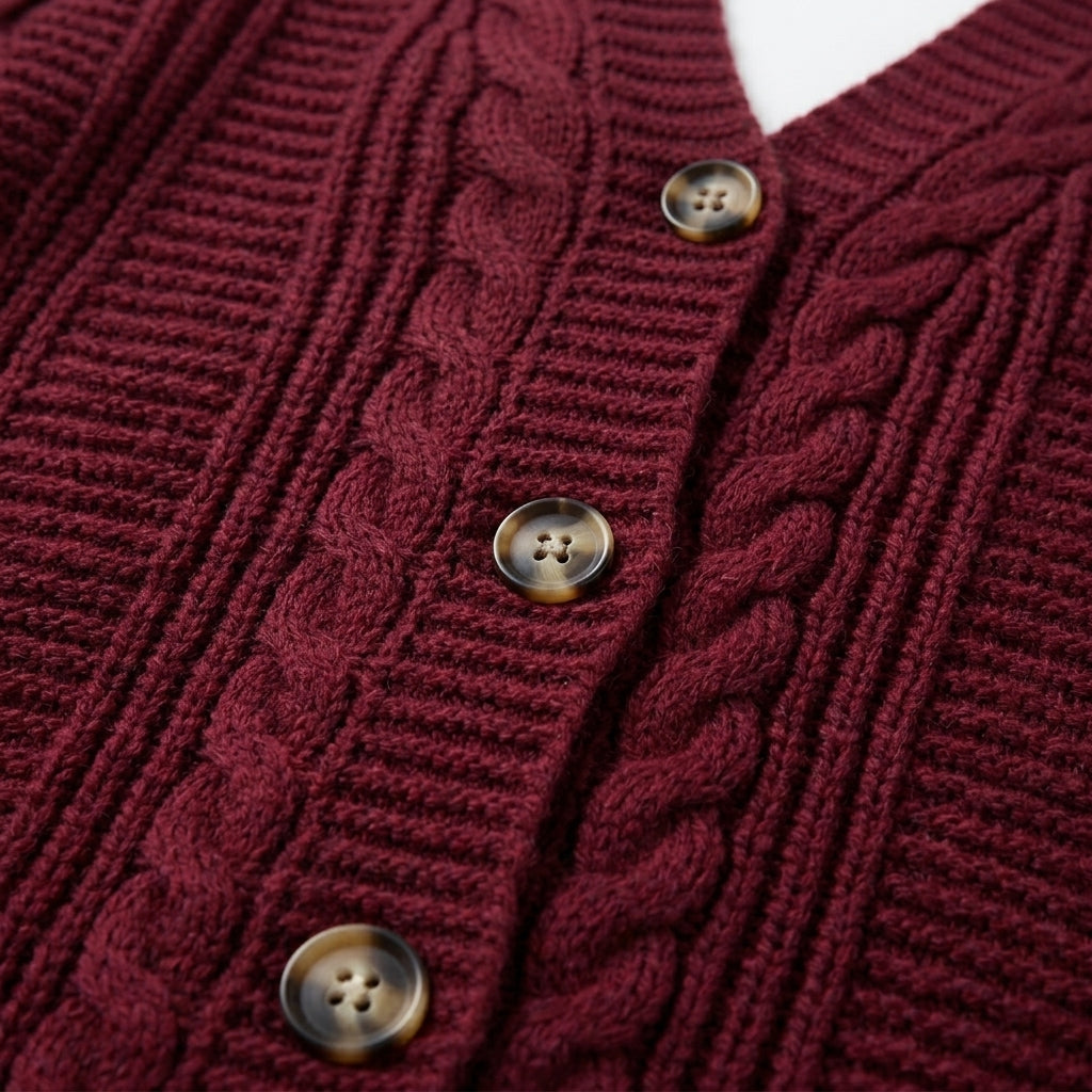 Women's Oversized Cable Knit Cardigan – Button Front with Balloon Sleeves - We are MFEO