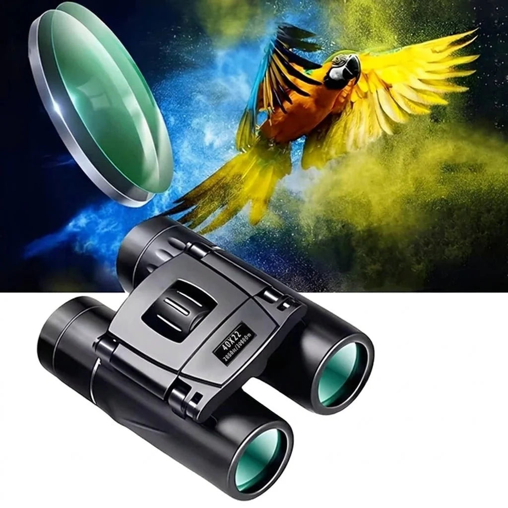 Compact 40x22 binoculars for bird watching, featuring anti-reflection lenses and a foldable design.