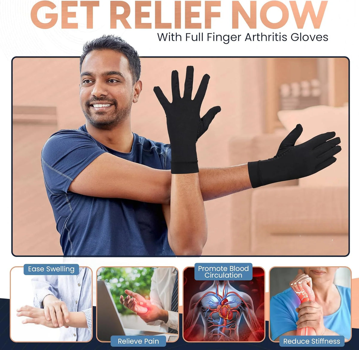 Arthritis Compression Gloves for Hand Pain Relief – Copper-Infused, Fingerless Design 5