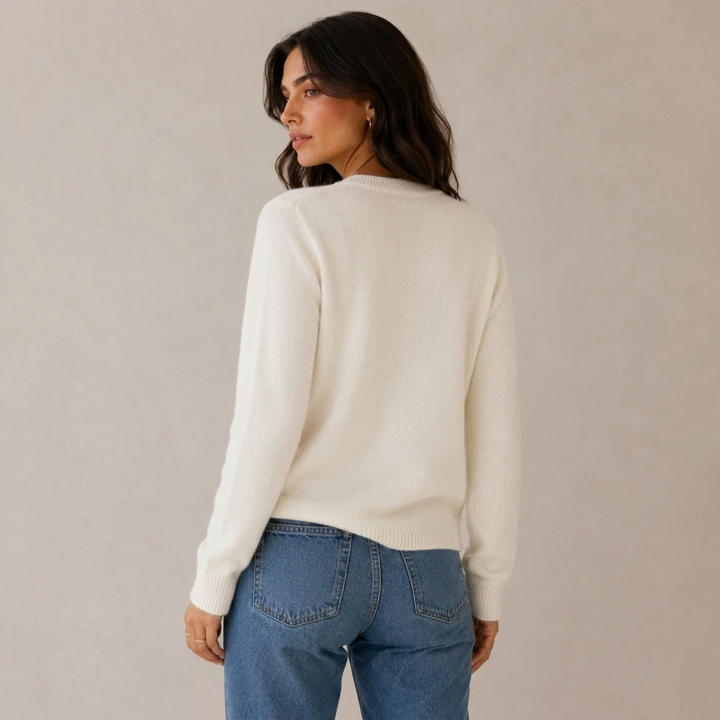 Cashmere Cardigan for Women – Fitted Round Neck with Button Front 5