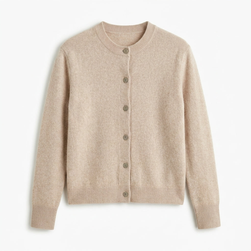 Cashmere Cardigan for Women – Fitted Round Neck with Button Front 13