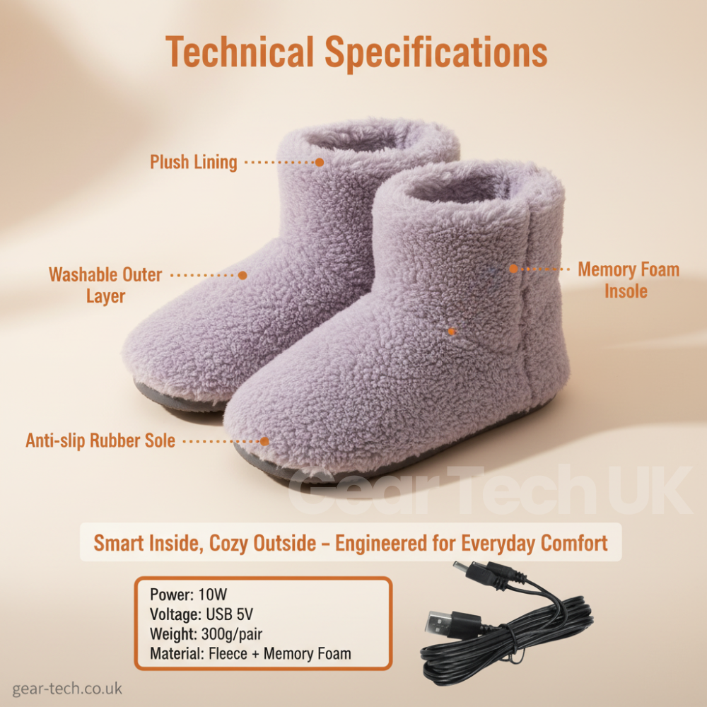 Electric Heated Slippers – USB Rechargeable, Adjustable Heat for Indoor Comfort 2