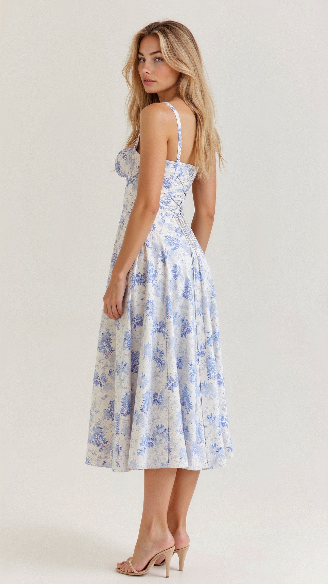 Floral Midi Dress for Women – Lightweight Summer Wedding Guest Dress with Side Slit 1