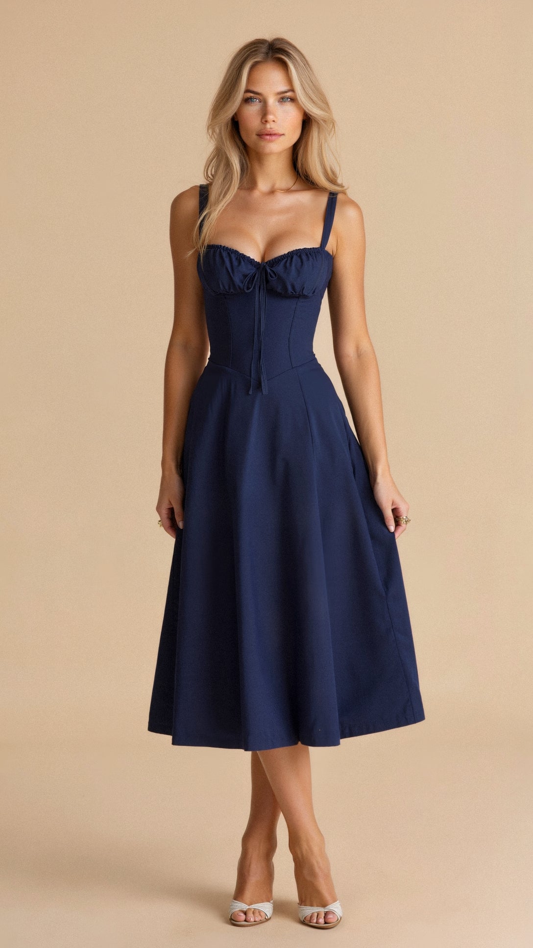 Floral Midi Dress for Women – Lightweight Summer Wedding Guest Dress with Side Slit 4