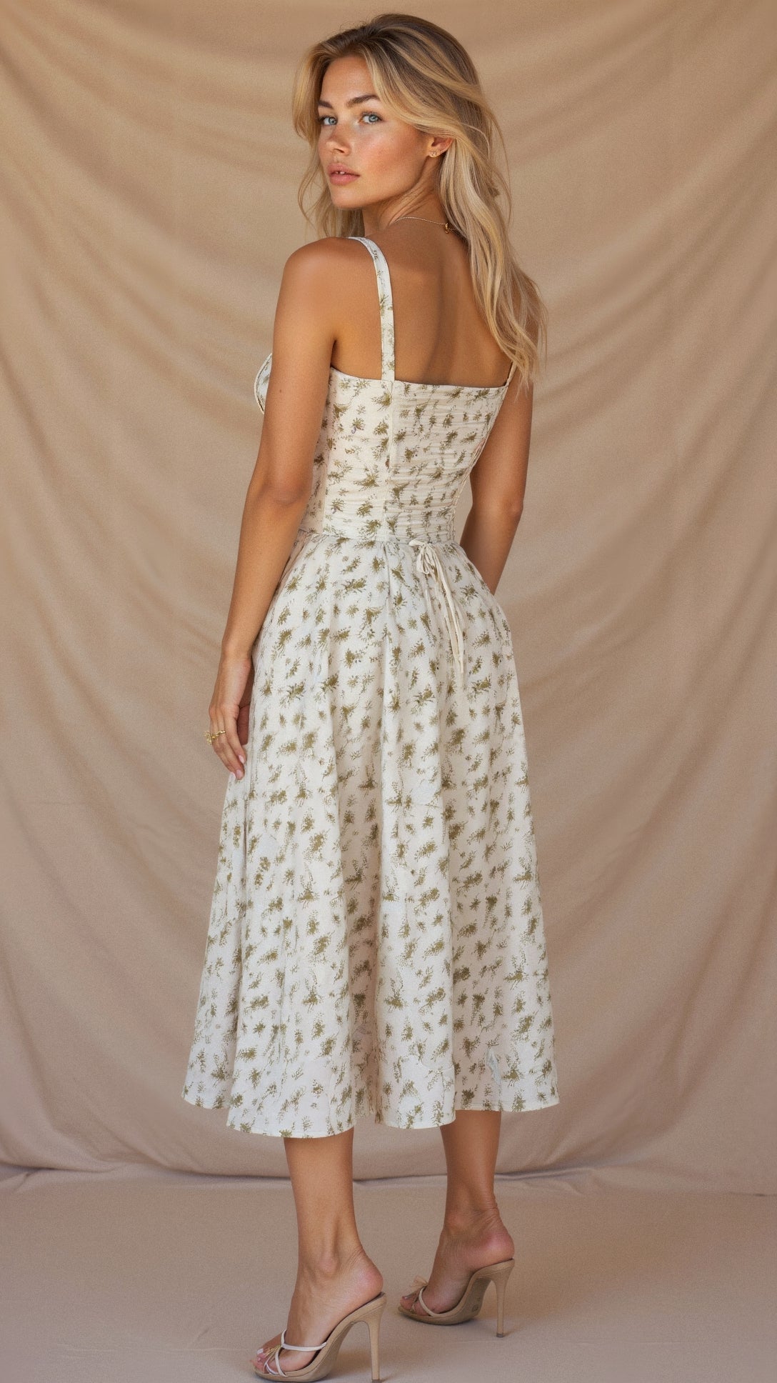 Floral Midi Dress for Women – Lightweight Summer Wedding Guest Dress with Side Slit 7