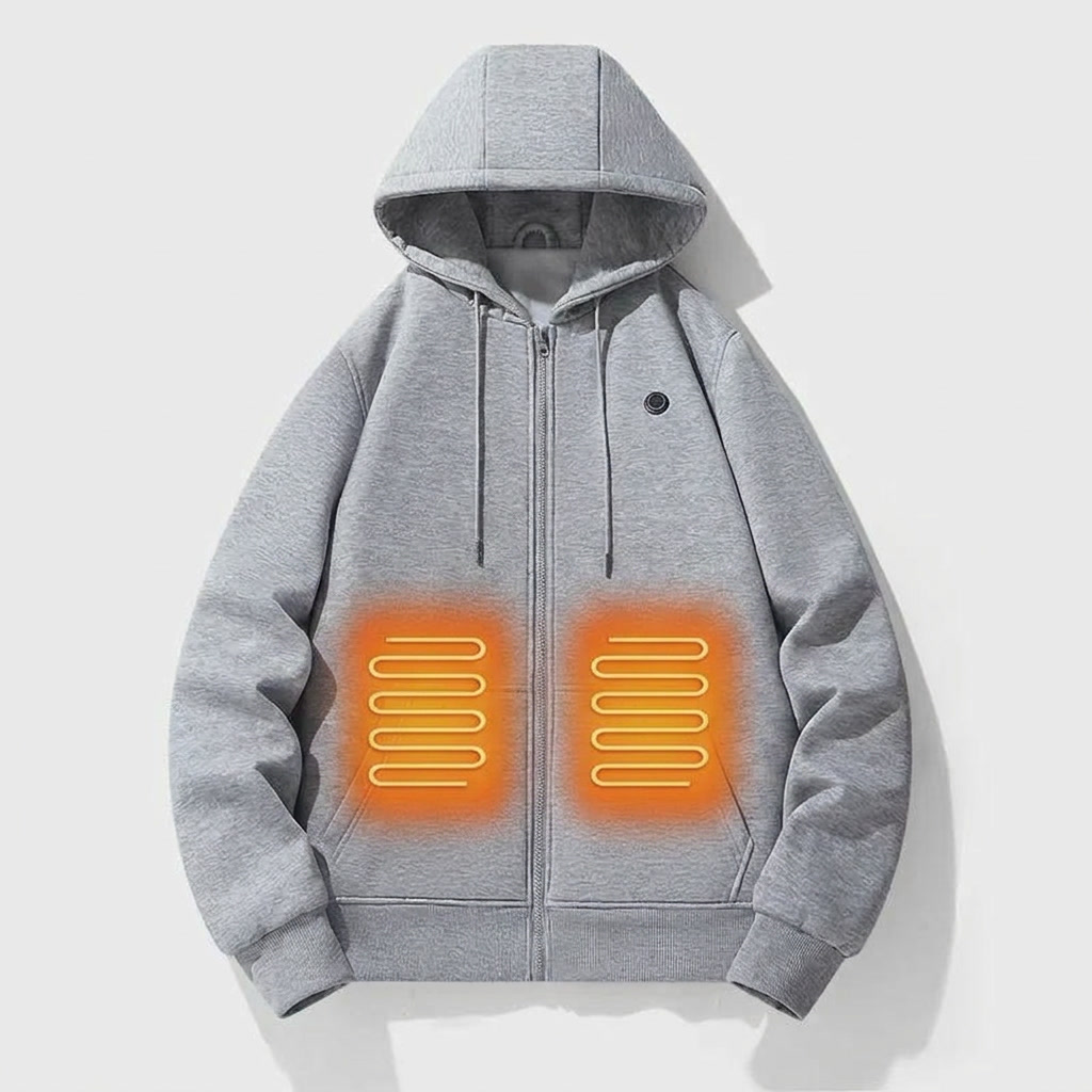 Heated Hoodie for Women – Zip-Up Sweatshirt with Kangaroo Pocket for Winter Warmth 0