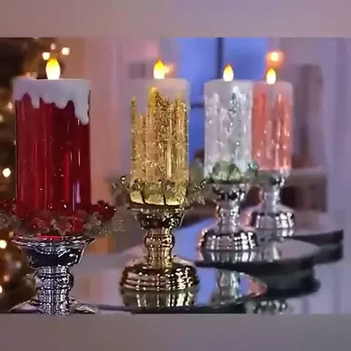 LED Christmas Candle with Glitter – Colour-Changing Flameless Battery Operated Decoration 1