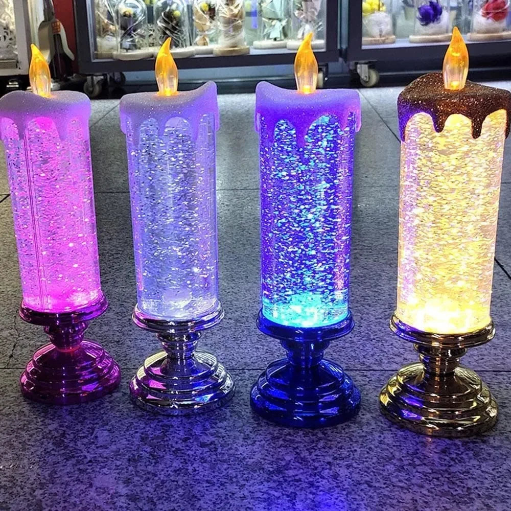 LED Christmas Candle with Glitter – Colour-Changing Flameless Battery Operated Decoration 6