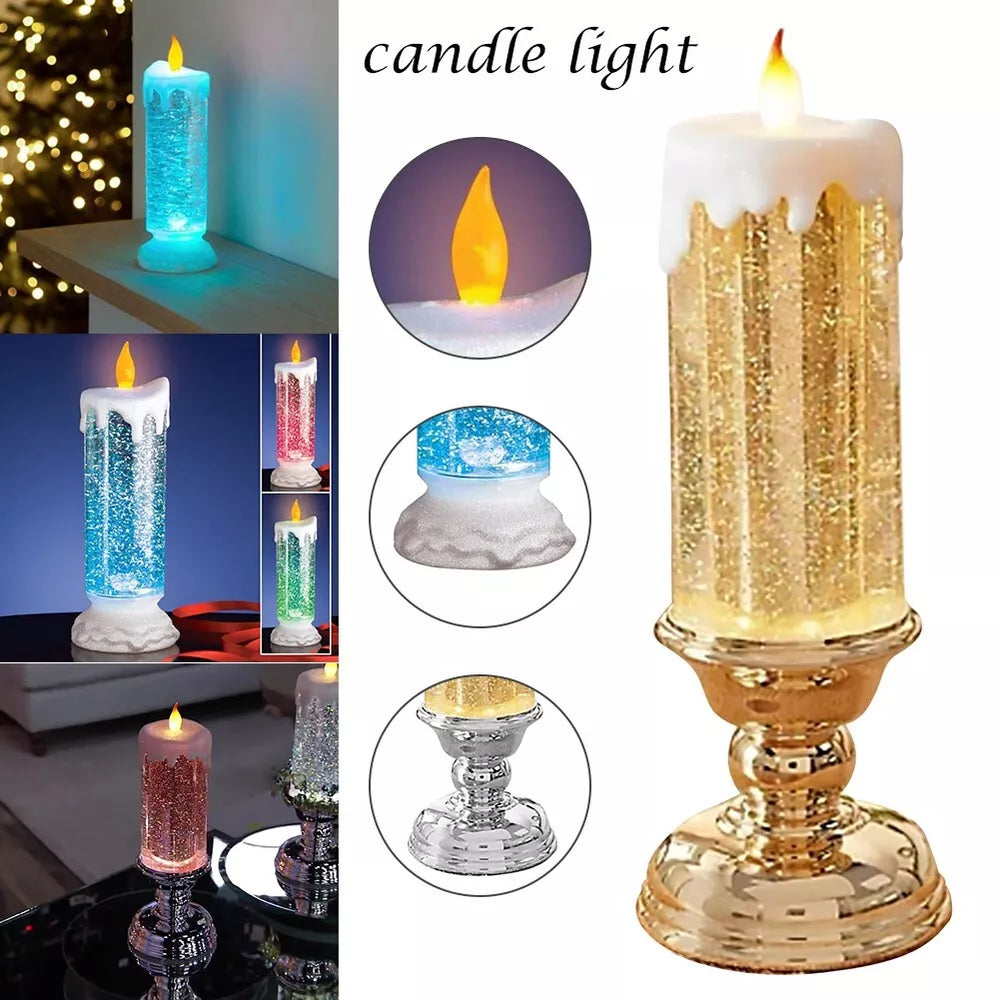LED Christmas Candle with Glitter – Colour-Changing Flameless Battery Operated Decoration 7