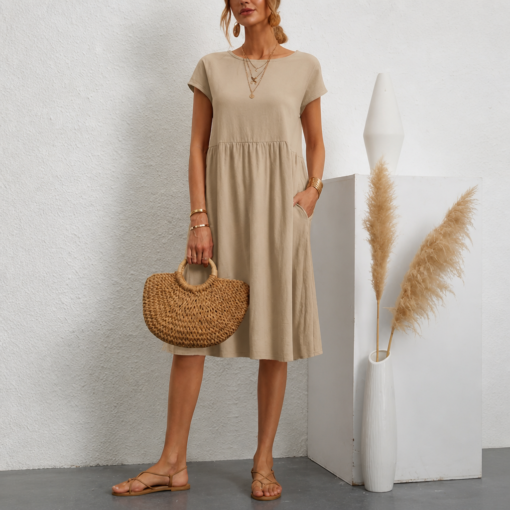 Linen Midi Dress – Comfortable Fit with Elegant Design