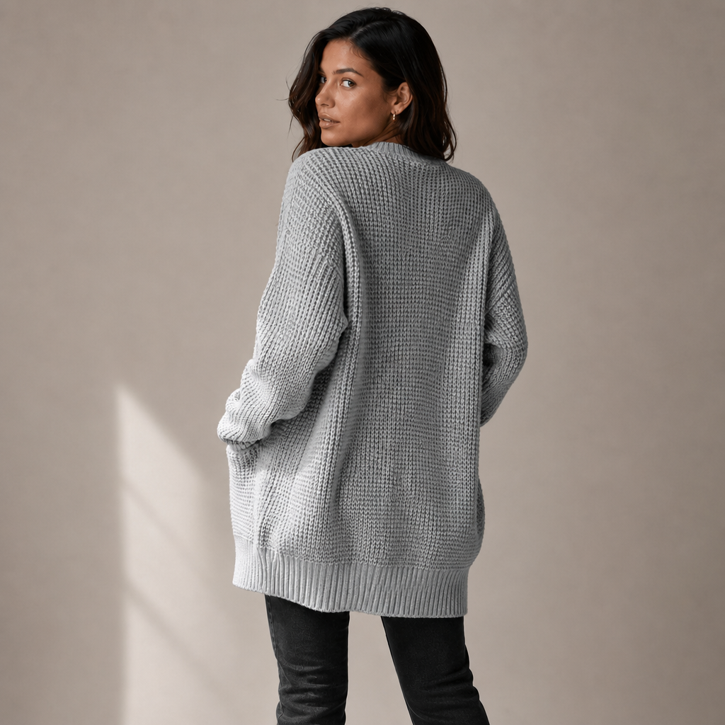Long Cardigan for Women – Longline Open Front with Textured Knit and Pockets