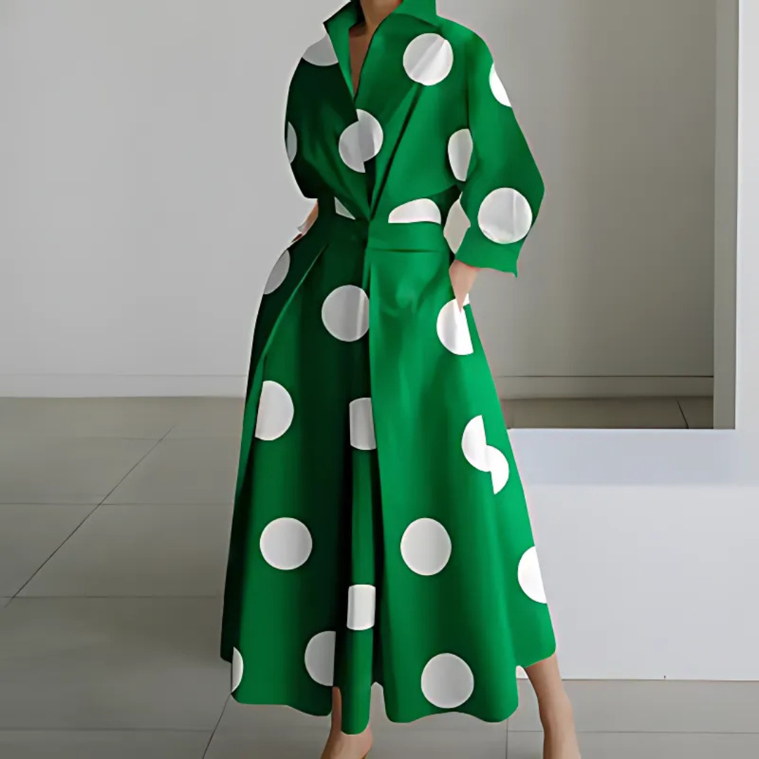 Long Sleeve Maxi Dress for Women – Adjustable Waist, Draped Silhouette, Plus Size Available 3