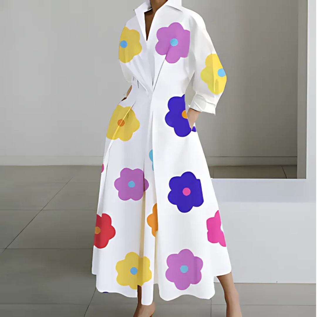 Long Sleeve Maxi Dress for Women – Adjustable Waist, Draped Silhouette, Plus Size Available 4