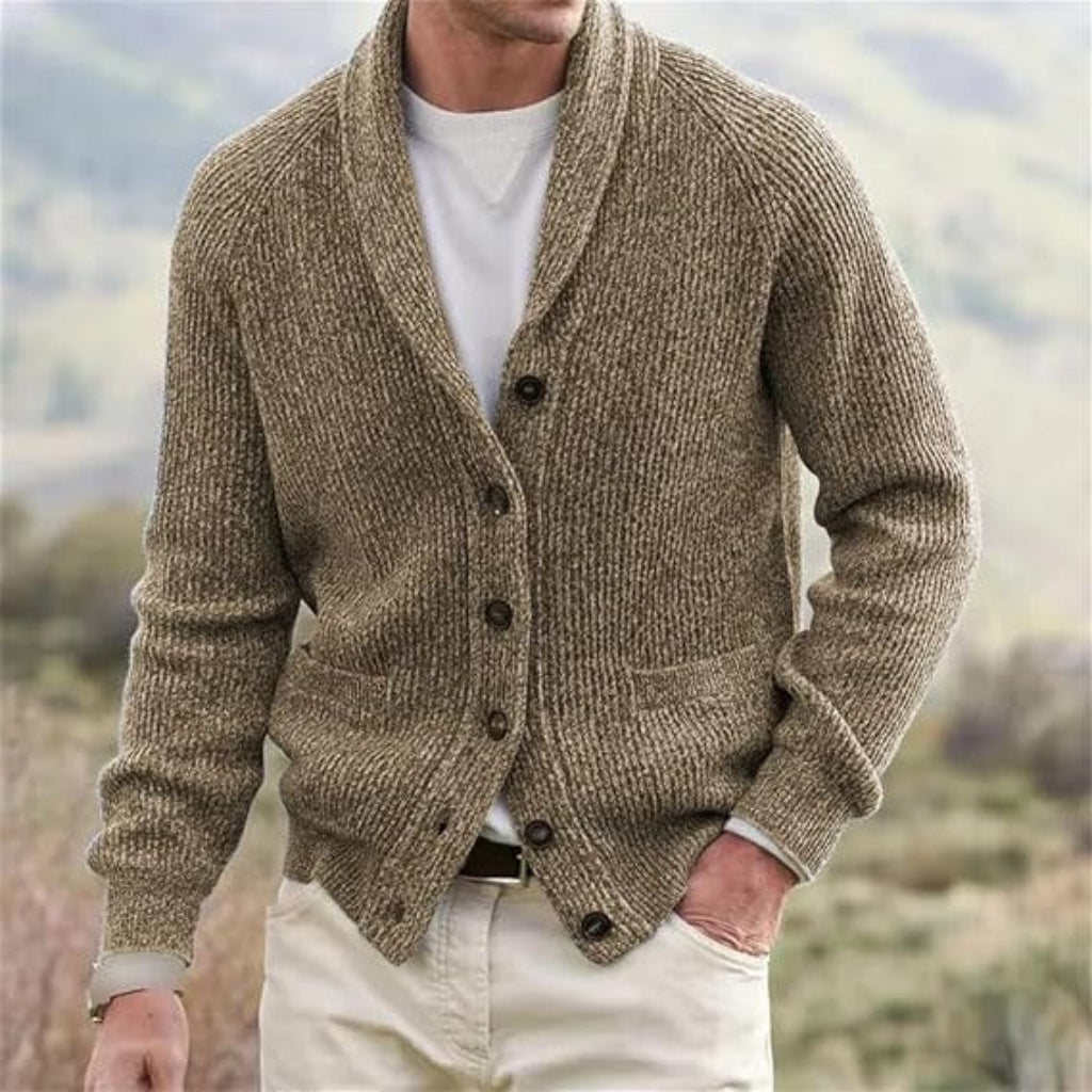 Men's Cardigan with Shawl Collar – Button Front and Hip Pockets for Casual Layering 4