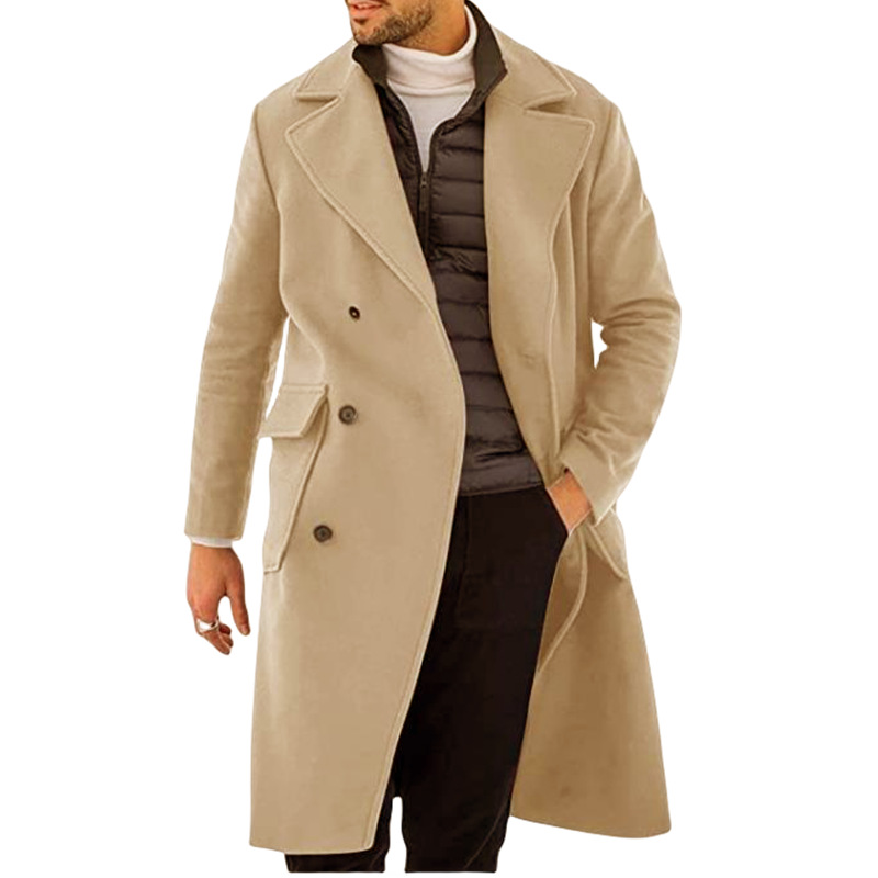Men's Trench Coat with Epaulettes – Double-Breasted Long Overcoat for Cooler Weather 1