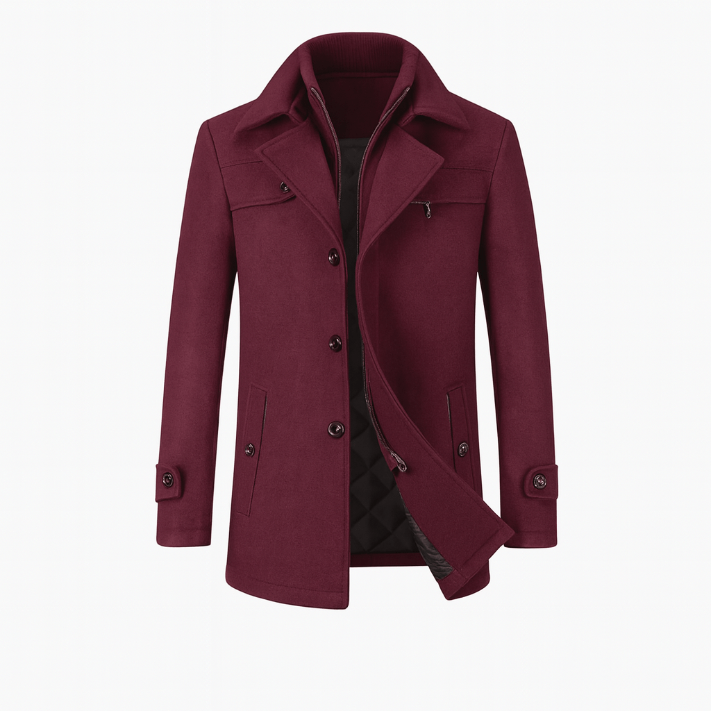 Men's Trench Coat with Layered Collar – Slim Fit, Zip Pockets for Office and Casual Wear 9