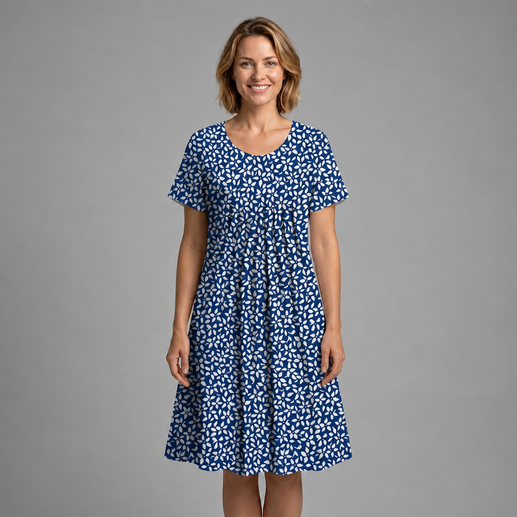 Midi Dress – Wildflower Print, Flared Silhouette with Pockets for Summer
