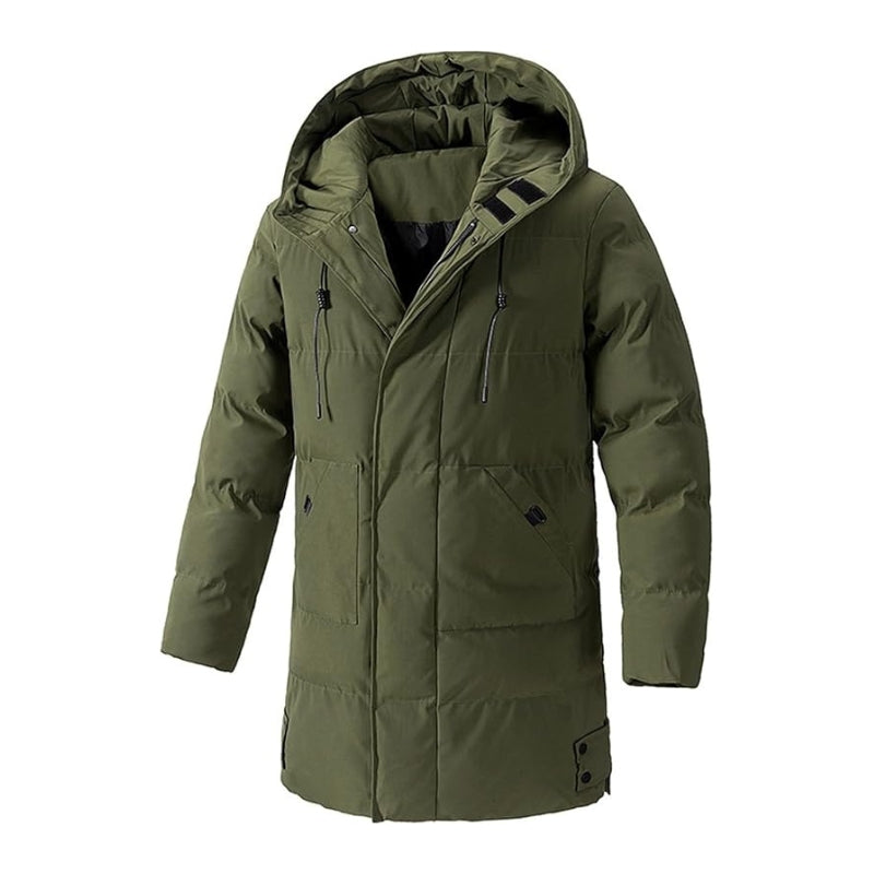 Puffer Jacket Men - Long Quilted Hooded Coat with Multiple Pockets for Winter 4