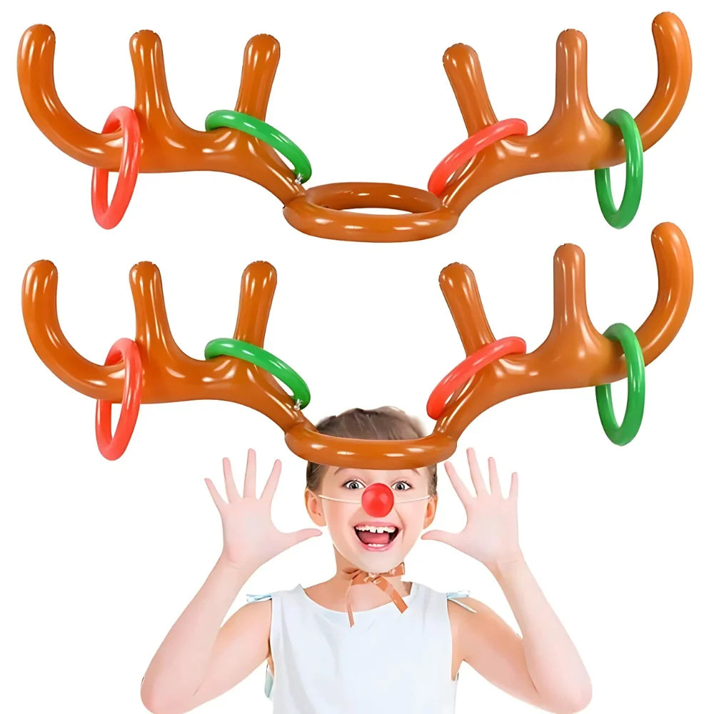 Ring Toss Game with Inflatable Antler Hat – Fun Indoor and Outdoor Activity for Holidays 3